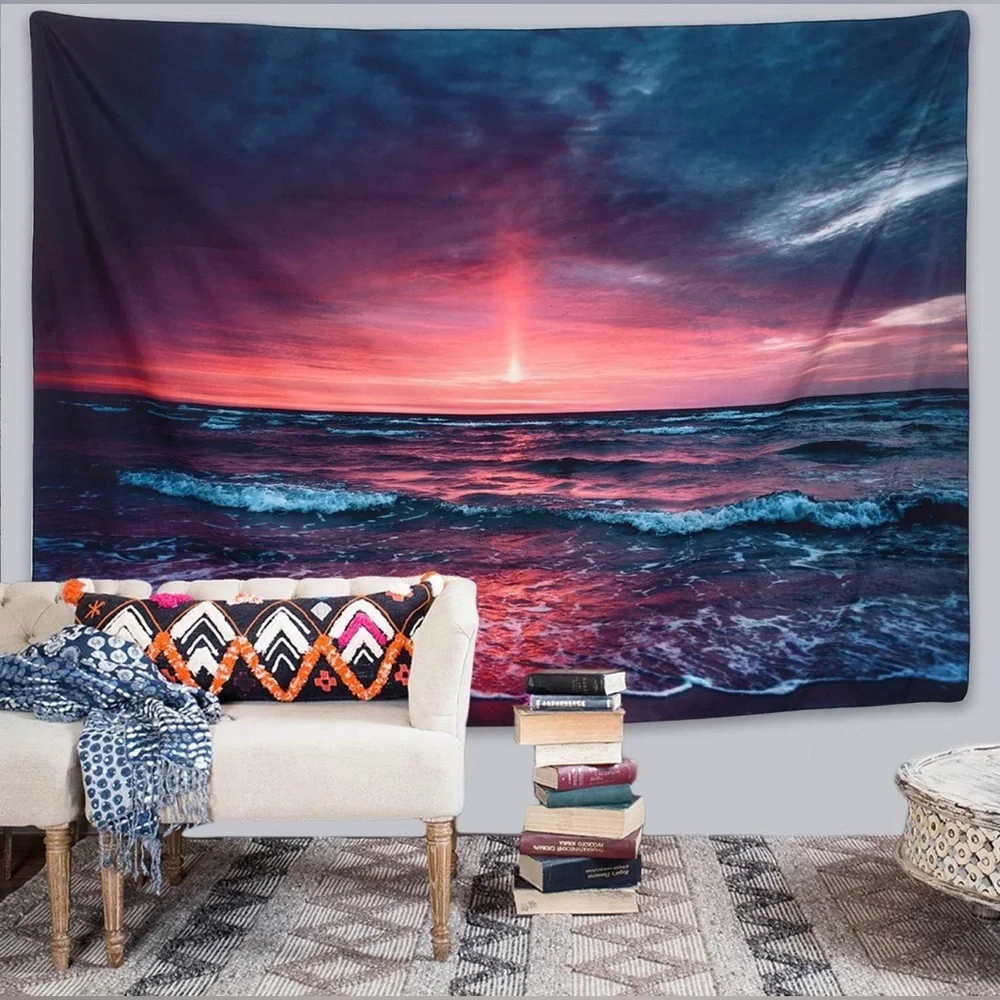Abstract Moonlight Mountain Ocean Tapestry